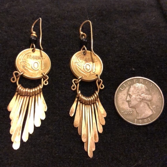 10 centavos Brass coin earrings… just polished - Picture 2 of 7